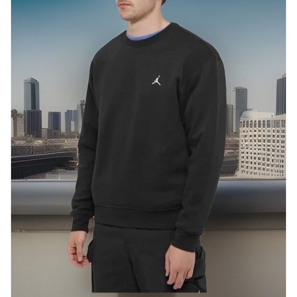 Jordan Brooklyn Fleece Mens Crew-Neck Sweatshirt Black SMALL NWT